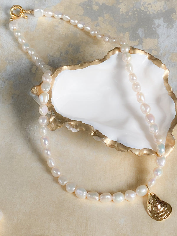 Oyster Charm Pearl Necklace and Bracelet