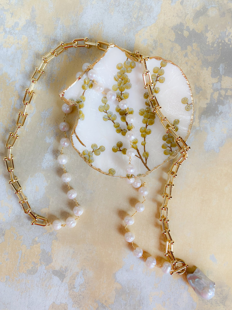 Freshwater Pearl Flower Link Necklace in 14kt Gold Filled – Katie Carrin  Sea Glass Jewelry in San Francisco, California